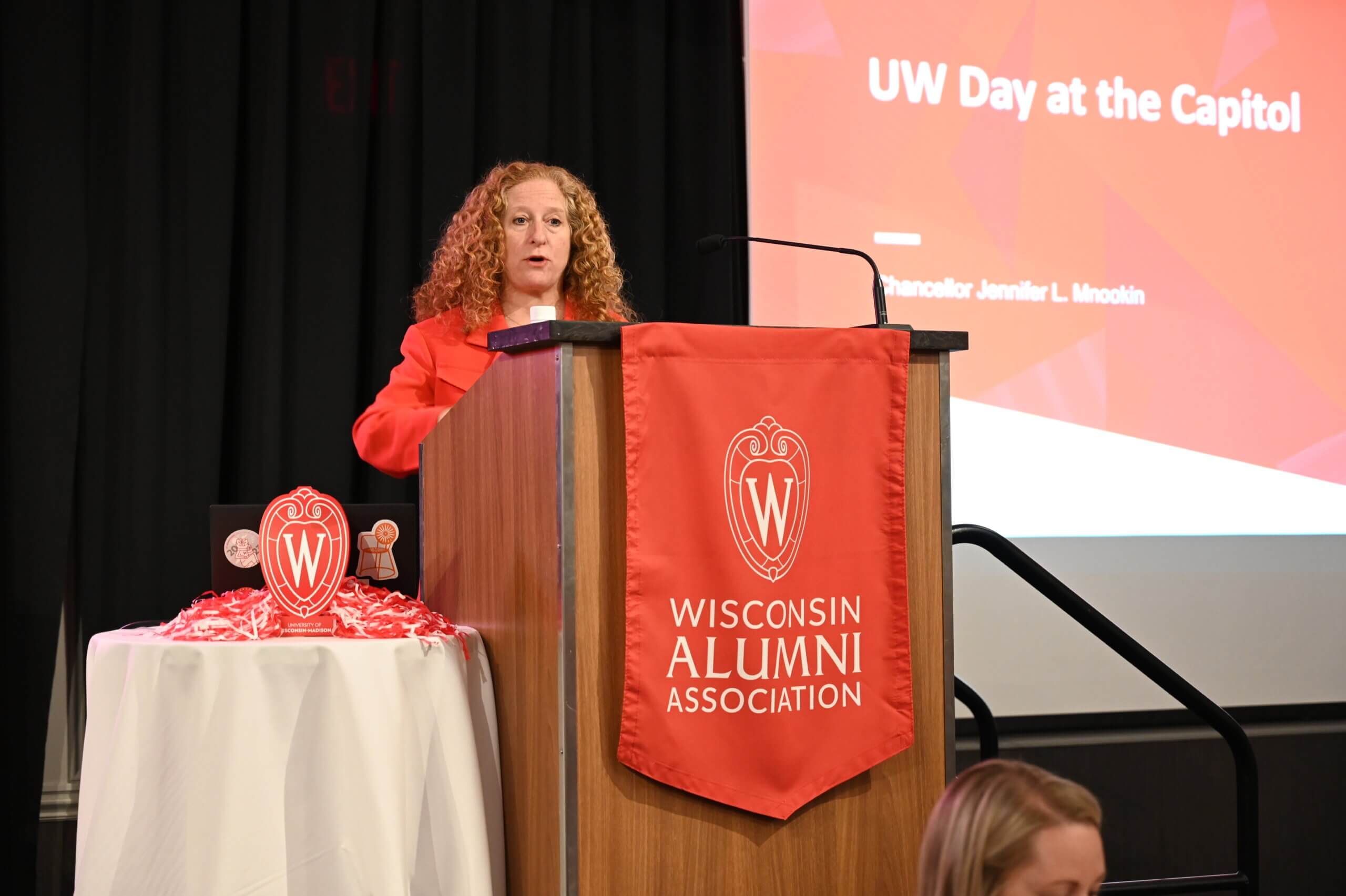 Chancellor Mnookin speaking at UW-Madison Day at the Capitol event