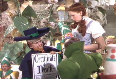 Meinhardt Raabe and Judy Garland in the Wizard of Oz