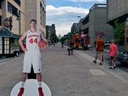 Cut-out of Frank Kaminsky on State Street Mall.