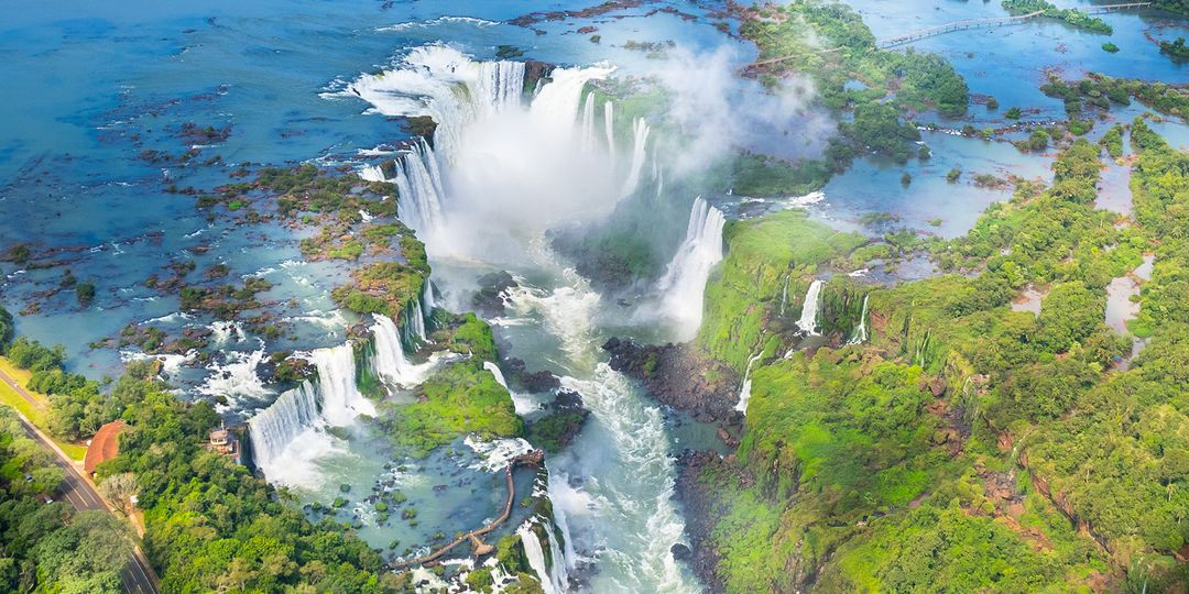 Beautiful aerial view of Iguazu Falls