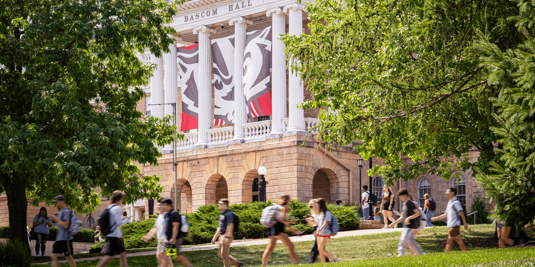 Students walking on Bascom Hill