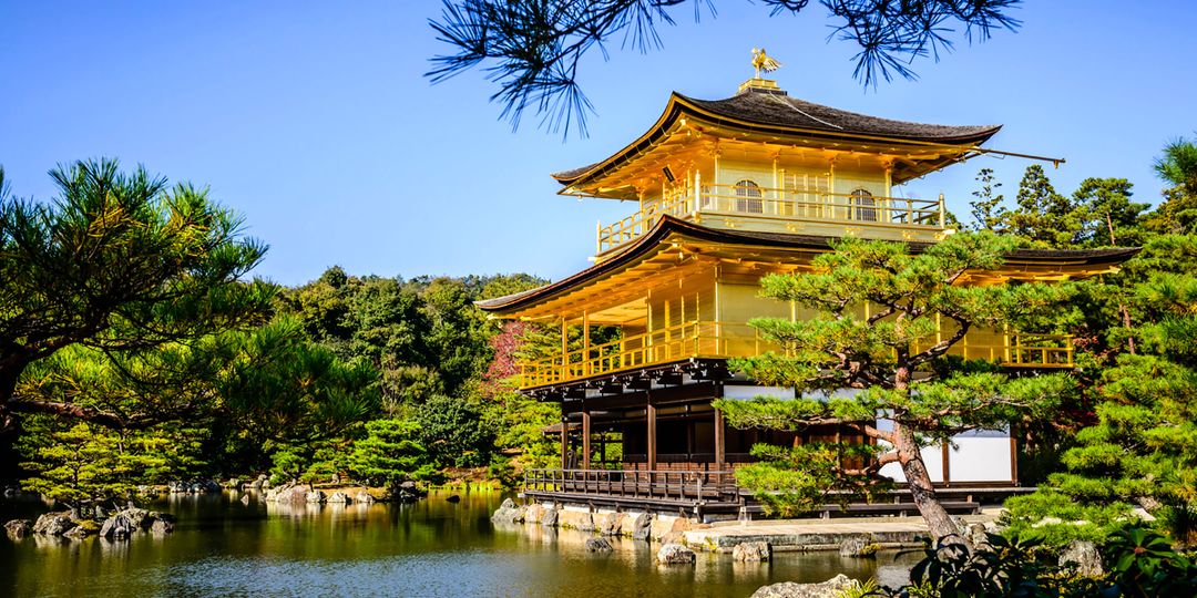 Gold Temple over still lake, Kyoto, Japan